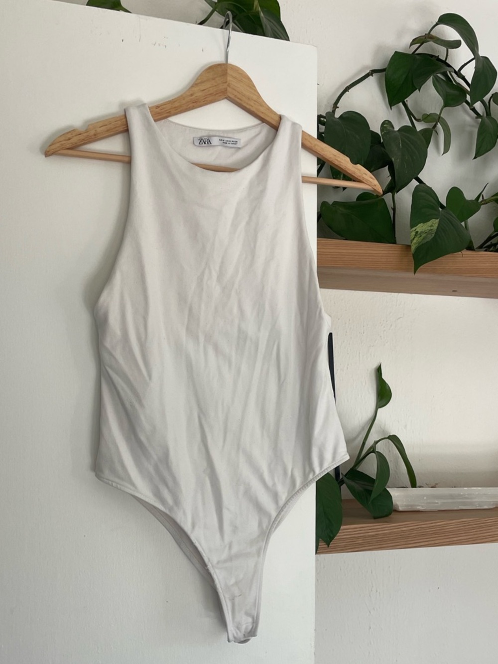 Zara high neck White sleeveless tank Top bodysuit medium